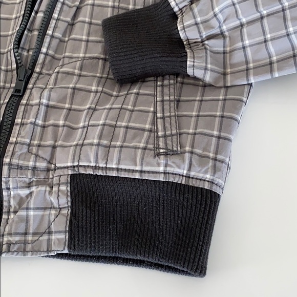 Boys H&M lined grey plaid moto zip-up jacket - Picture 4 of 9